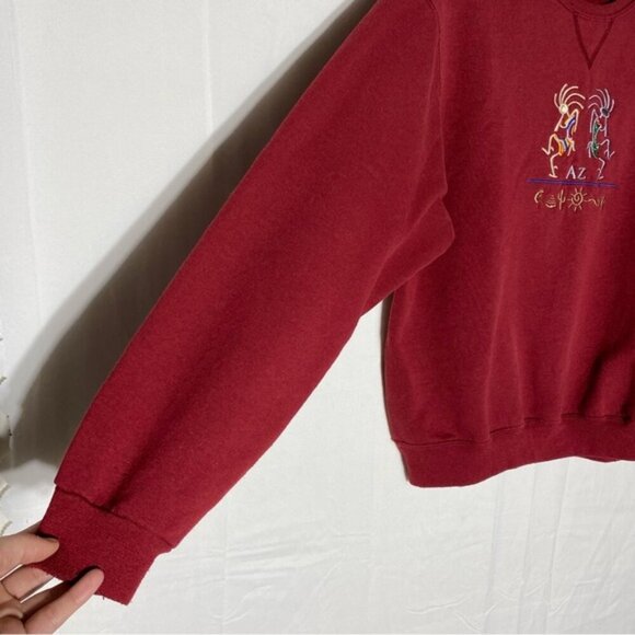 Vintage Fruit Of The Loom Red Embroidered Arizona Crew Neck Sweatshirt M - Picture 10 of 14